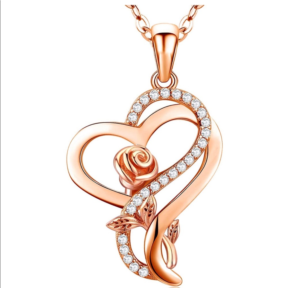 Brand new Rose Gold Sterling Silver Heart Necklace